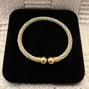 Joan Rivers Two-Tone Twisted Cable Cuff Bracelet in Gold and Silver